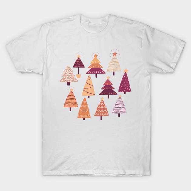 Christmas Trees - Magenta and Cream Palette | Pattern T-Shirt by thewhimsicalrepose